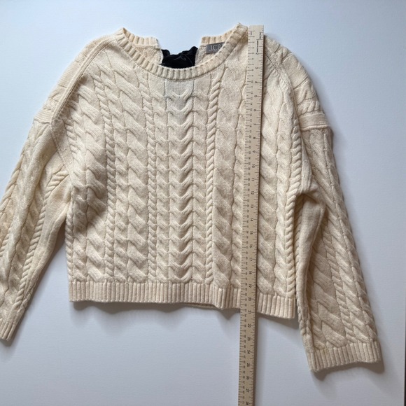 J Crew Tie Back Cable Knit Sweater‎ Small Cream Wool Pullover Fisherman Preppy - Picture 10 of 12
